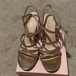 Rose gold wedged heels
